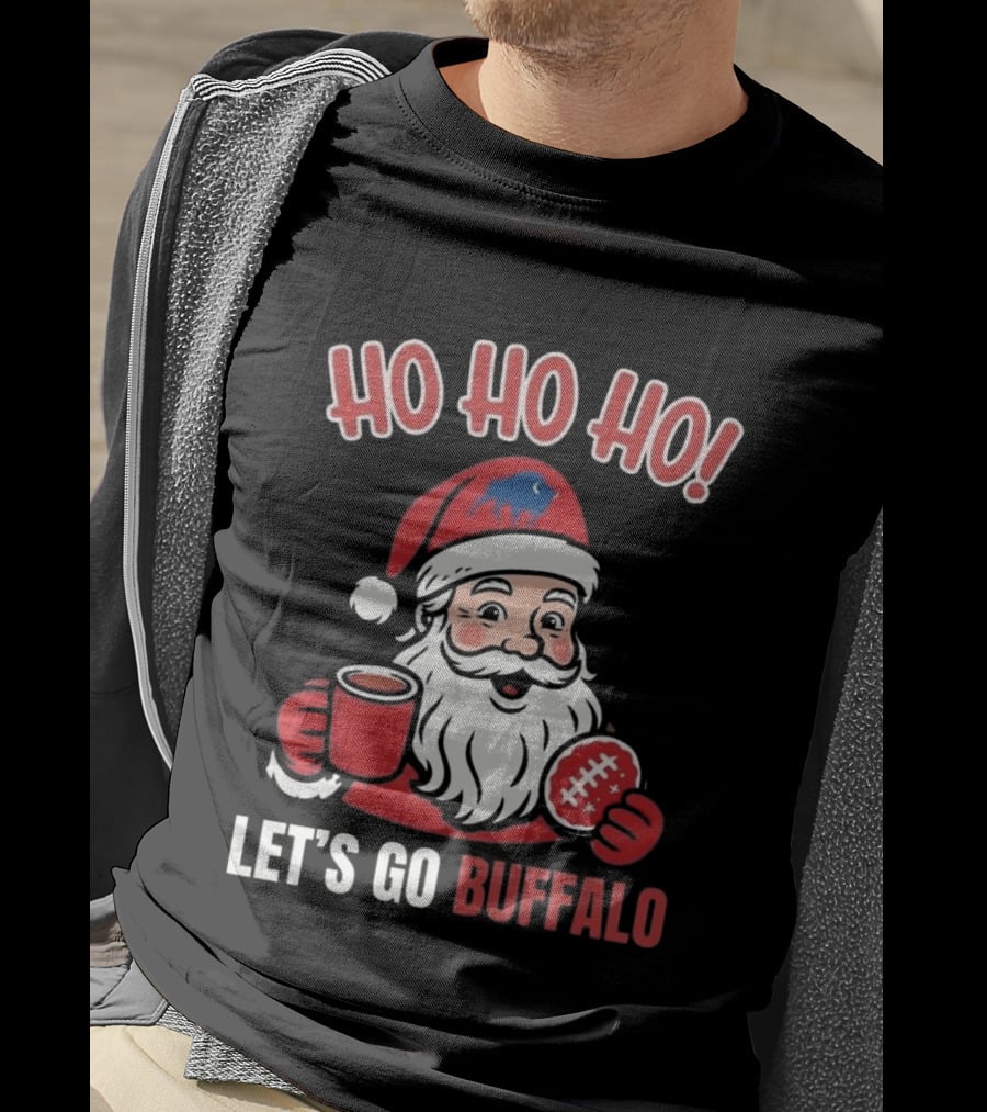Ho Ho Ho Let's Go Buffalo Bills Santa Claus Merry Christmas T-Shirt