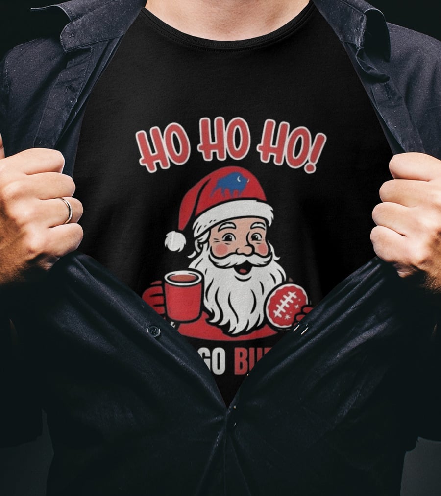 Ho Ho Ho Let's Go Buffalo Bills Santa Claus Merry Christmas T-Shirt