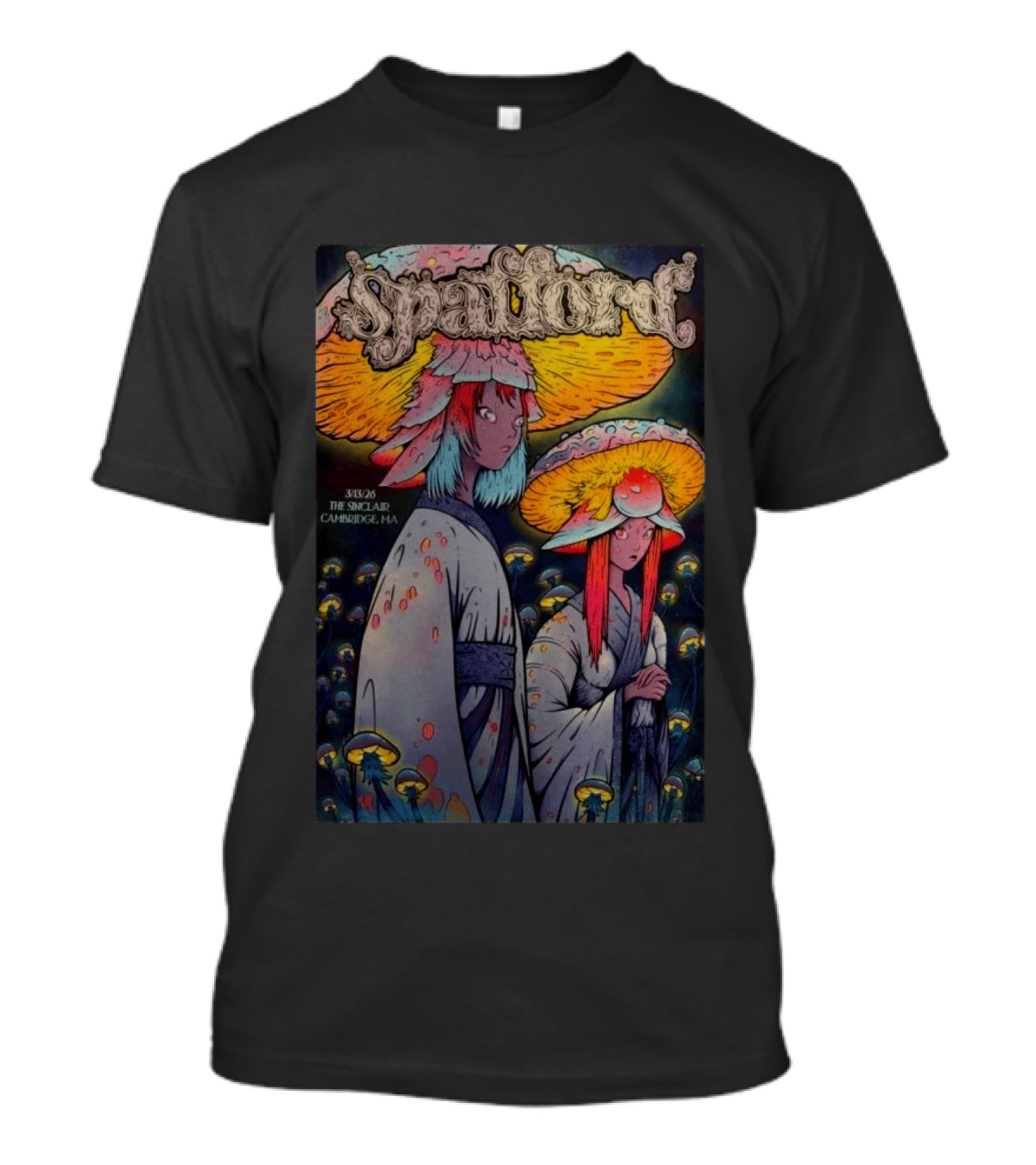 Spafford March 13 2026 The Sinclair Cambridge MA Psychedelic Mushroom Characters T-Shirt