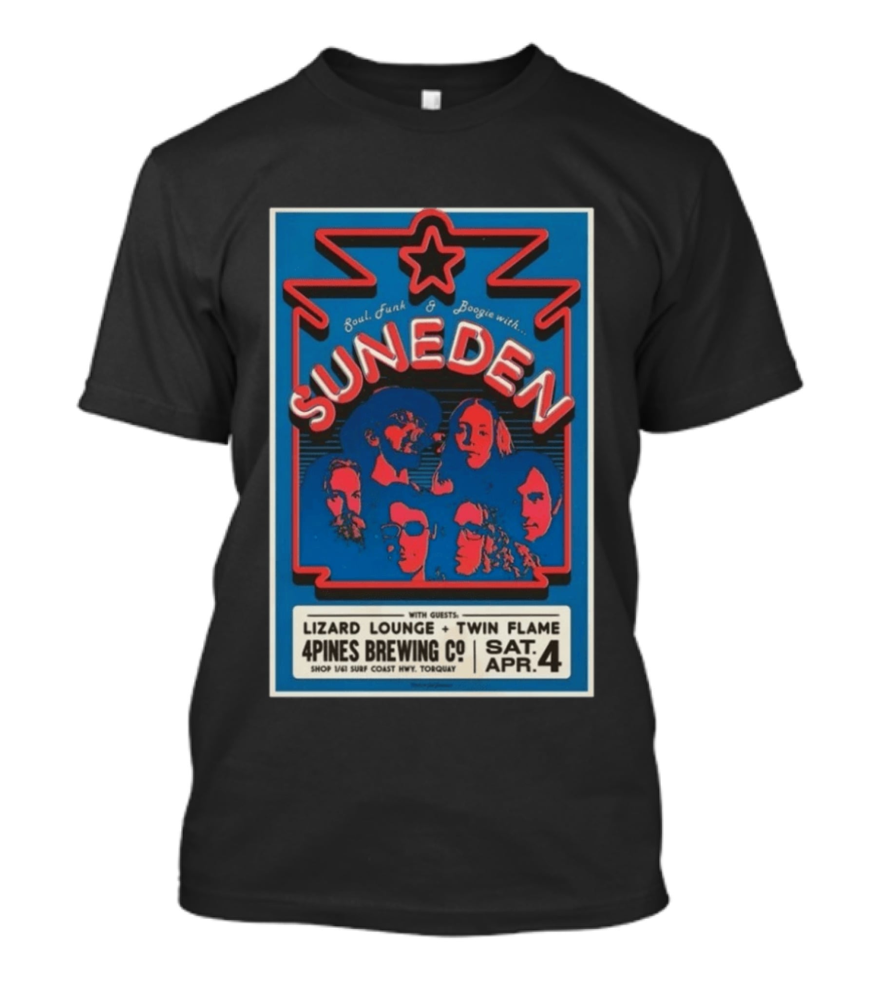 Suneden Soul Funk Boogie April 4 4Pines Brewing Co Lizard Lounge Twin Flame T-Shirt