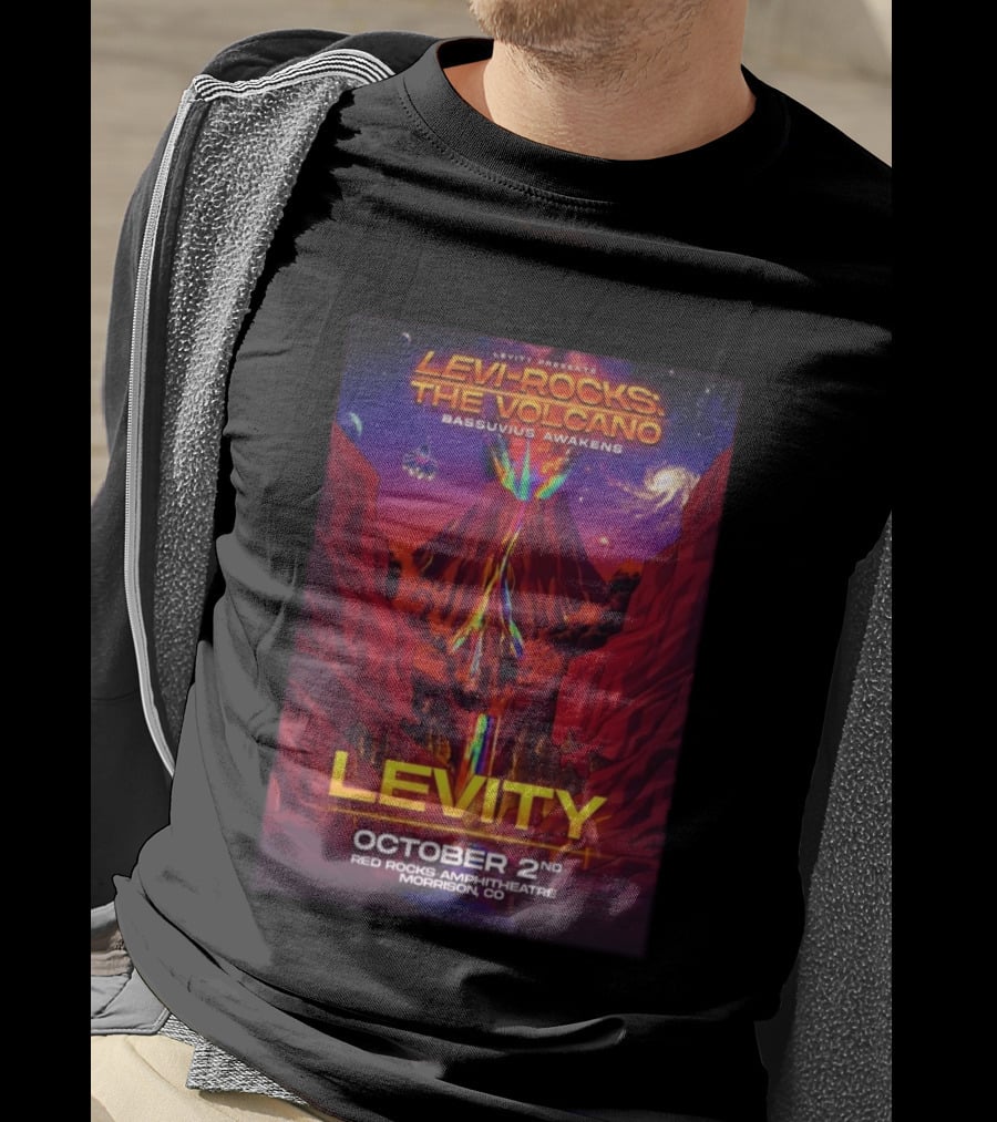 Levity Presents Levi Rocks The Volcano Bassuvius Awakens Red Rocks Amphitheatre October 2nd Morrison CO T-Shirt