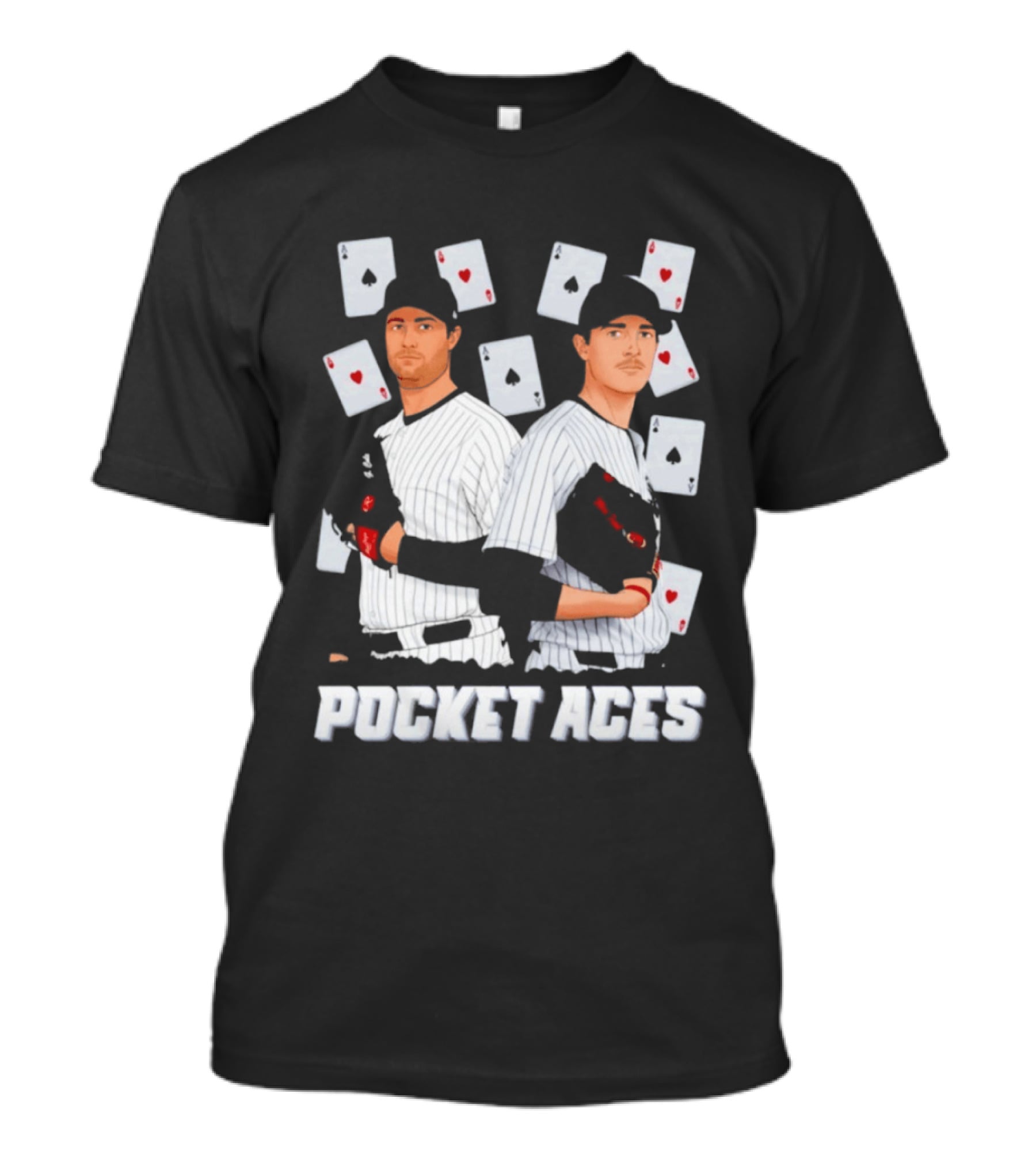Max Fried Gerrit Cole New York Yankees MLB Pocket Aces Baseball Cards T-Shirt
