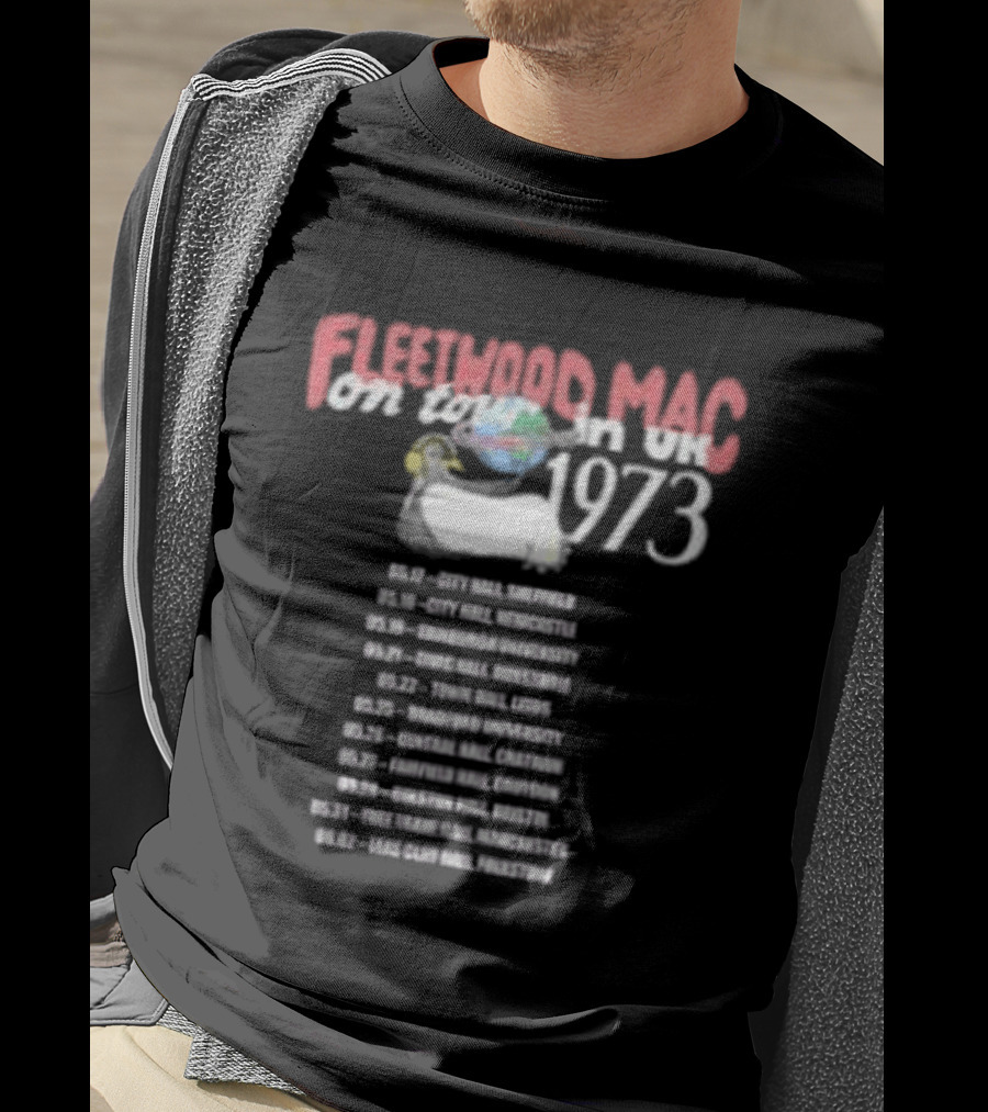 Fleetwood Mac Tour UK 1973 Concert Dates London Liverpool Birmingham Newcastle T-Shirt