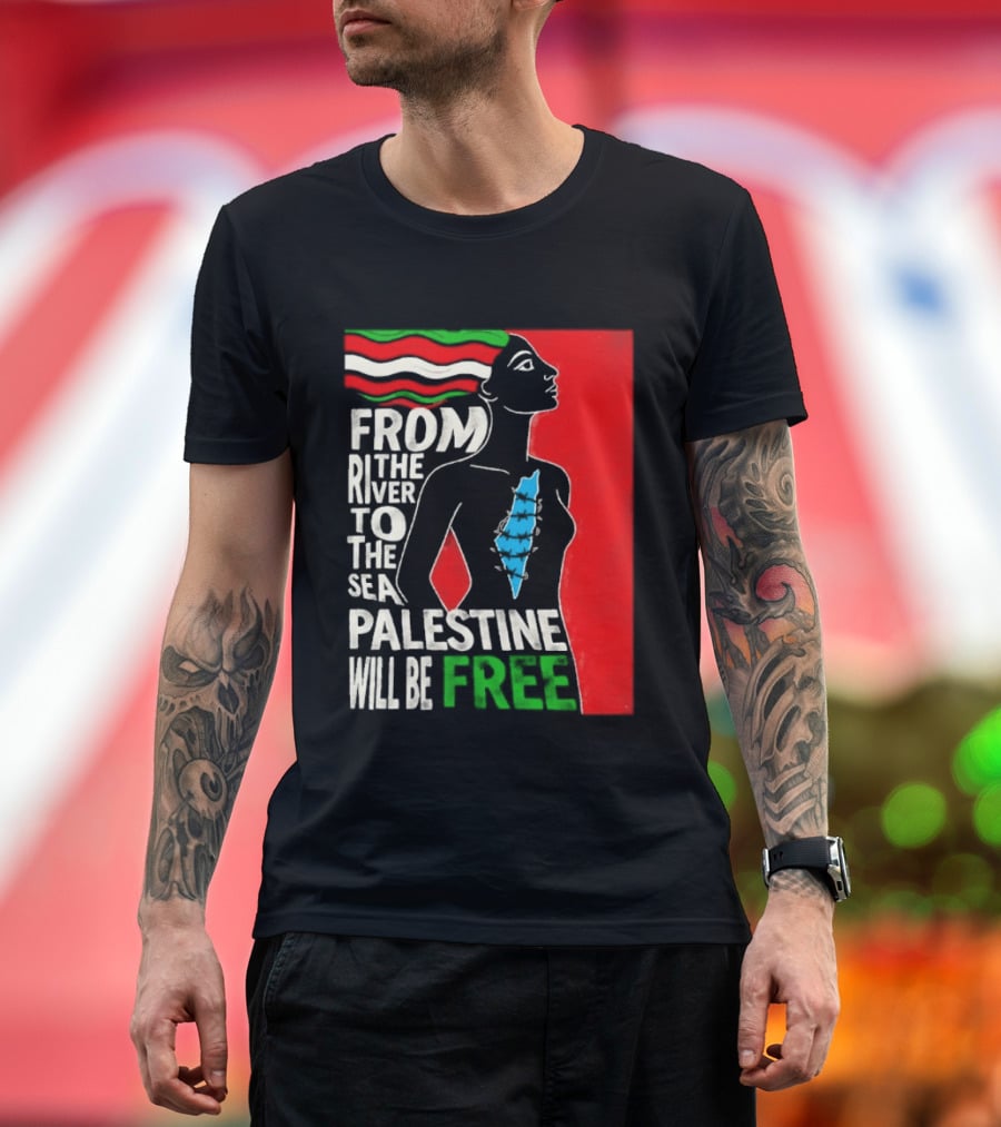 From The River To The Sea Palestine Will Be Free Woman Palestinian Flag Map T-Shirt