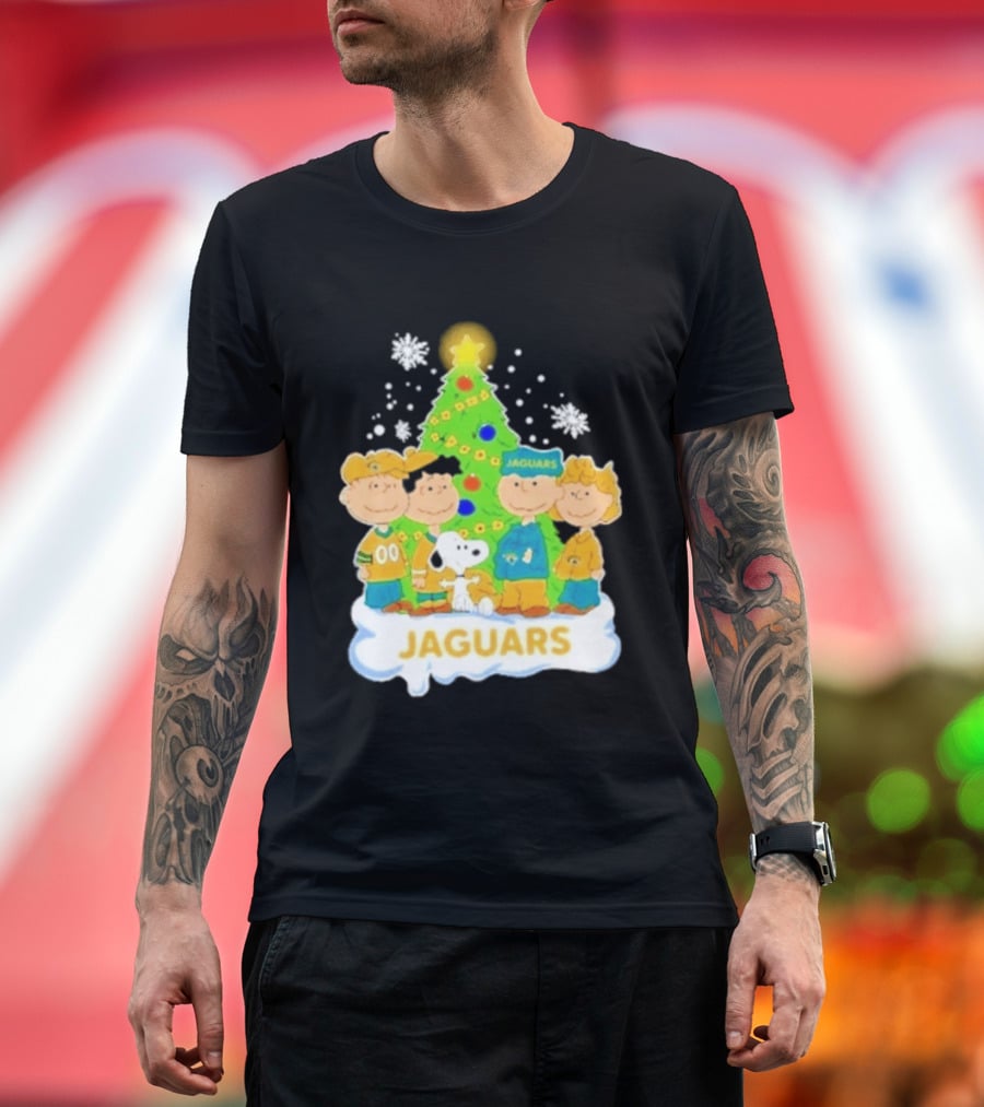 Jacksonville Jaguars Snoopy Peanuts Christmas Tree Celebration T-Shirt