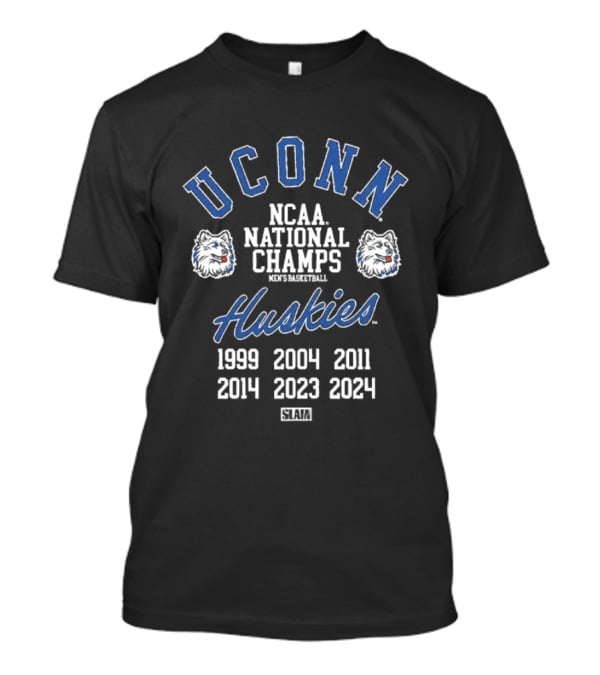 UConn Huskies NCAA National Champs Men's Basketball 1999 2004 2011 2023 2024 T-Shirt