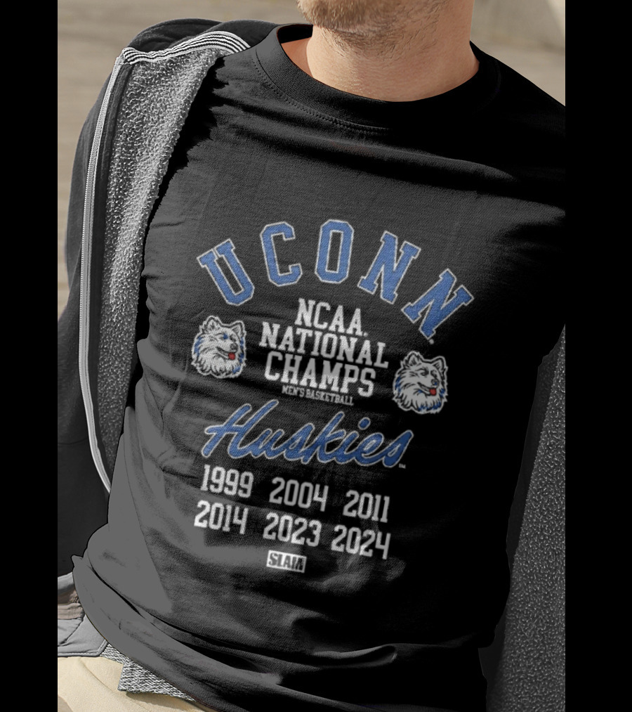 UConn Huskies NCAA National Champs Men's Basketball 1999 2004 2011 2023 2024 T-Shirt