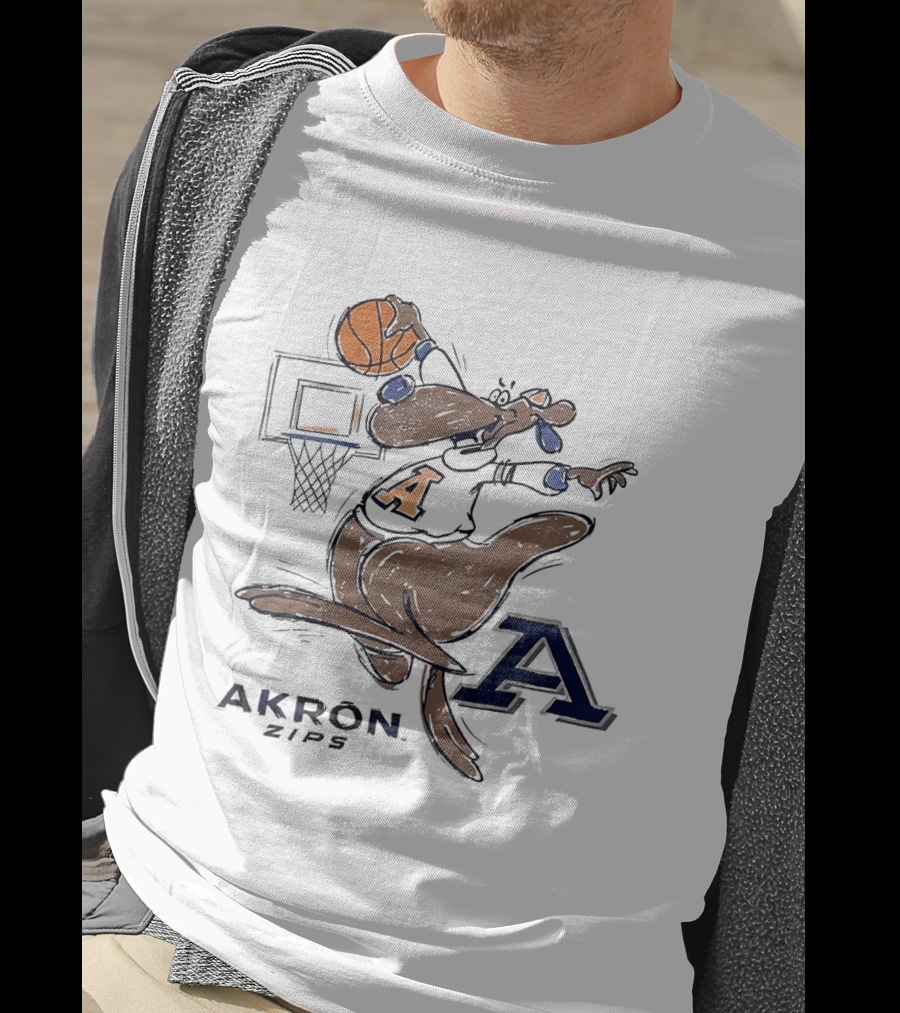 Akron Zips Zippy Basketball Dunking Action T-Shirt