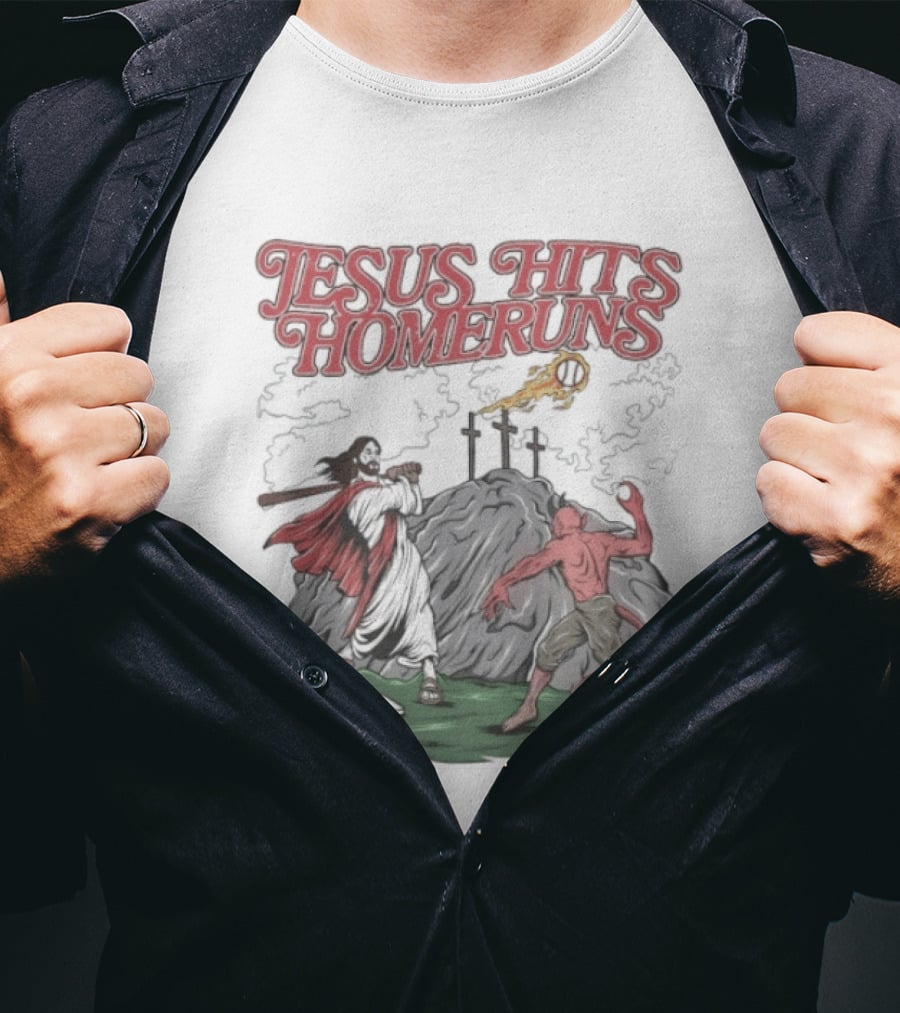 Jesus Hits Homeruns Biblical Baseball T-Shirt