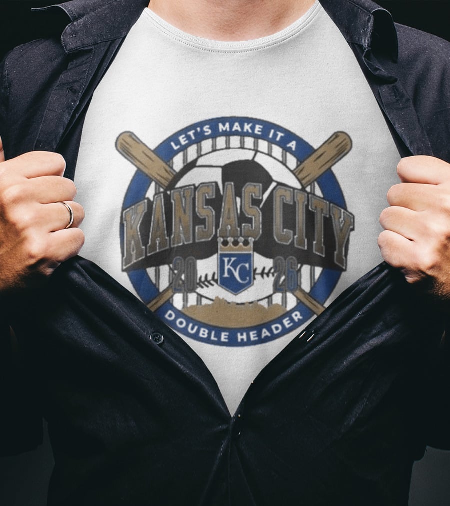 Kansas City Let's Make It A Double Header KC Royals Baseball Bats T-Shirt