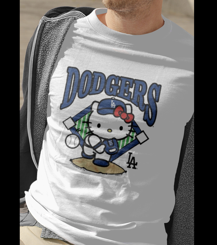 Hello Kitty Los Angeles Dodgers Baseball Crossover Fan Merchandise T-Shirt