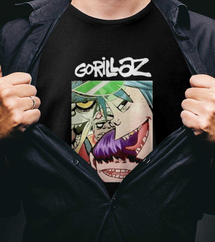 Gorillaz Cartoon Band Characters Art Comic T-Shirt
