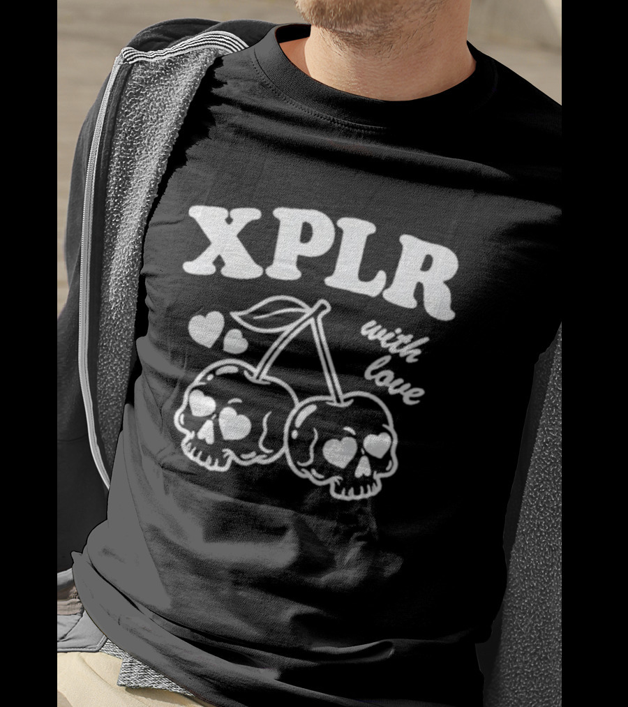 XPLR With Love Cherry Skull Hearts T-Shirt