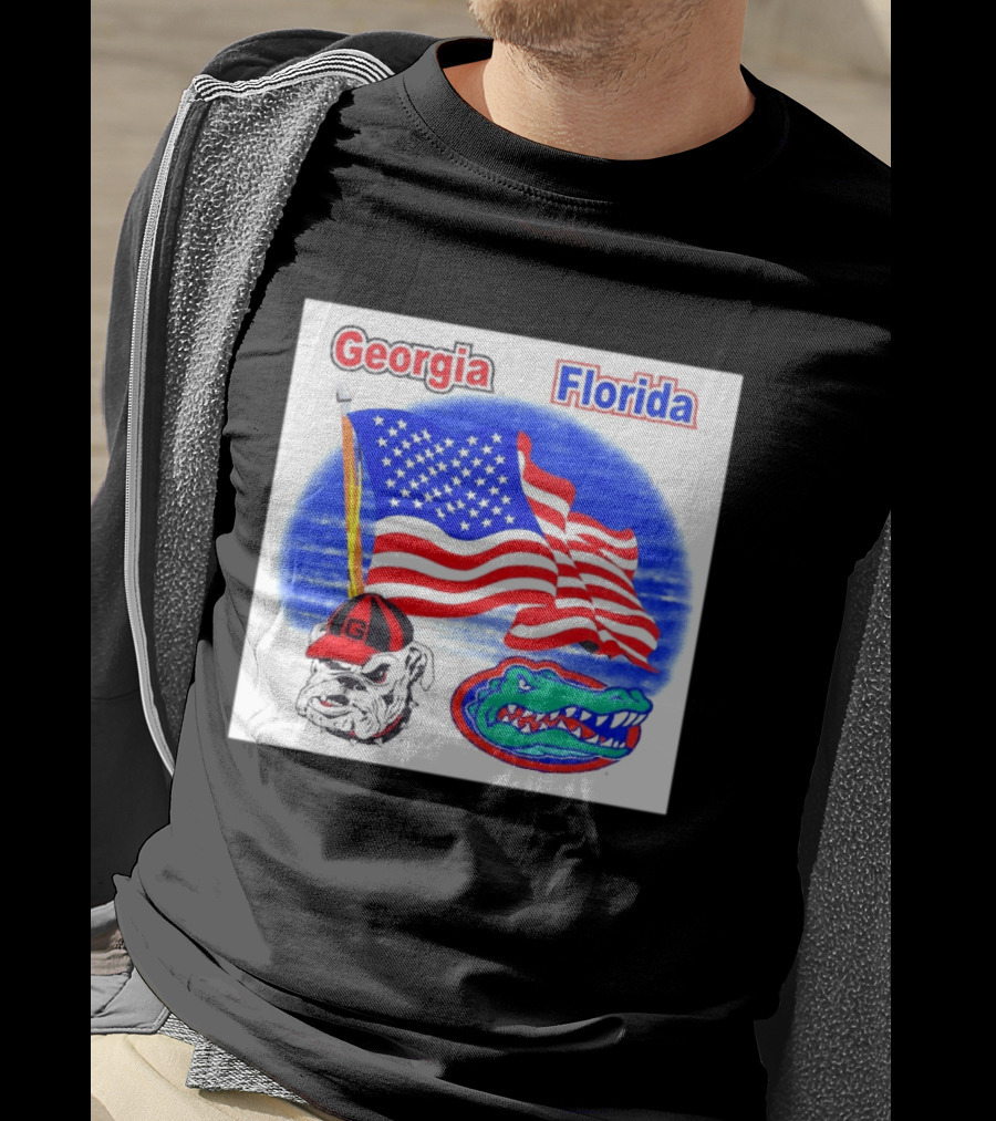 Georgia Vs Florida American Flag Bulldogs Gators Rivalry T-Shirt