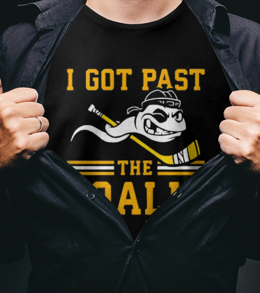 I Got Past The Goalie Boston Bruins Hockey Stick Smile T-Shirt