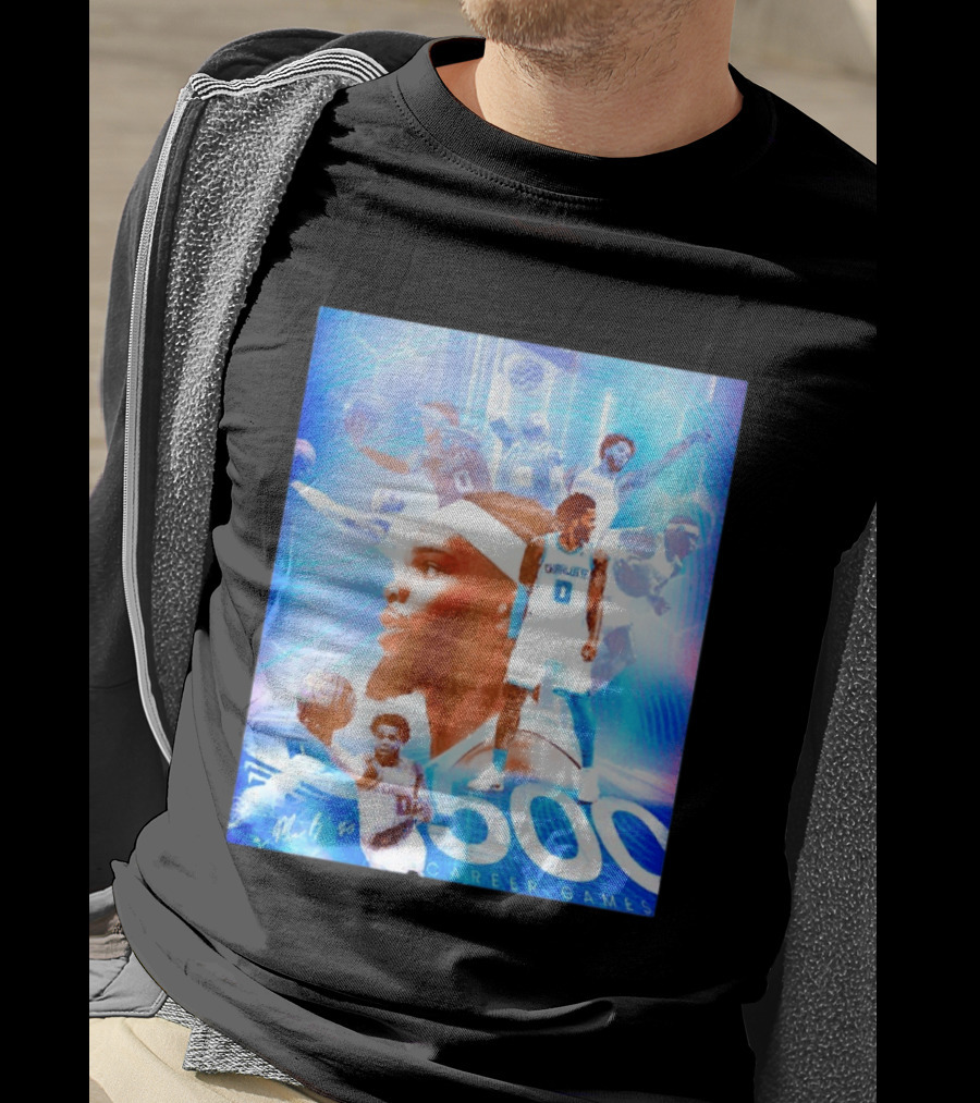 Miles Bridges 500 Career Games Collage Charlotte Hornets NBA Basketball T-Shirt