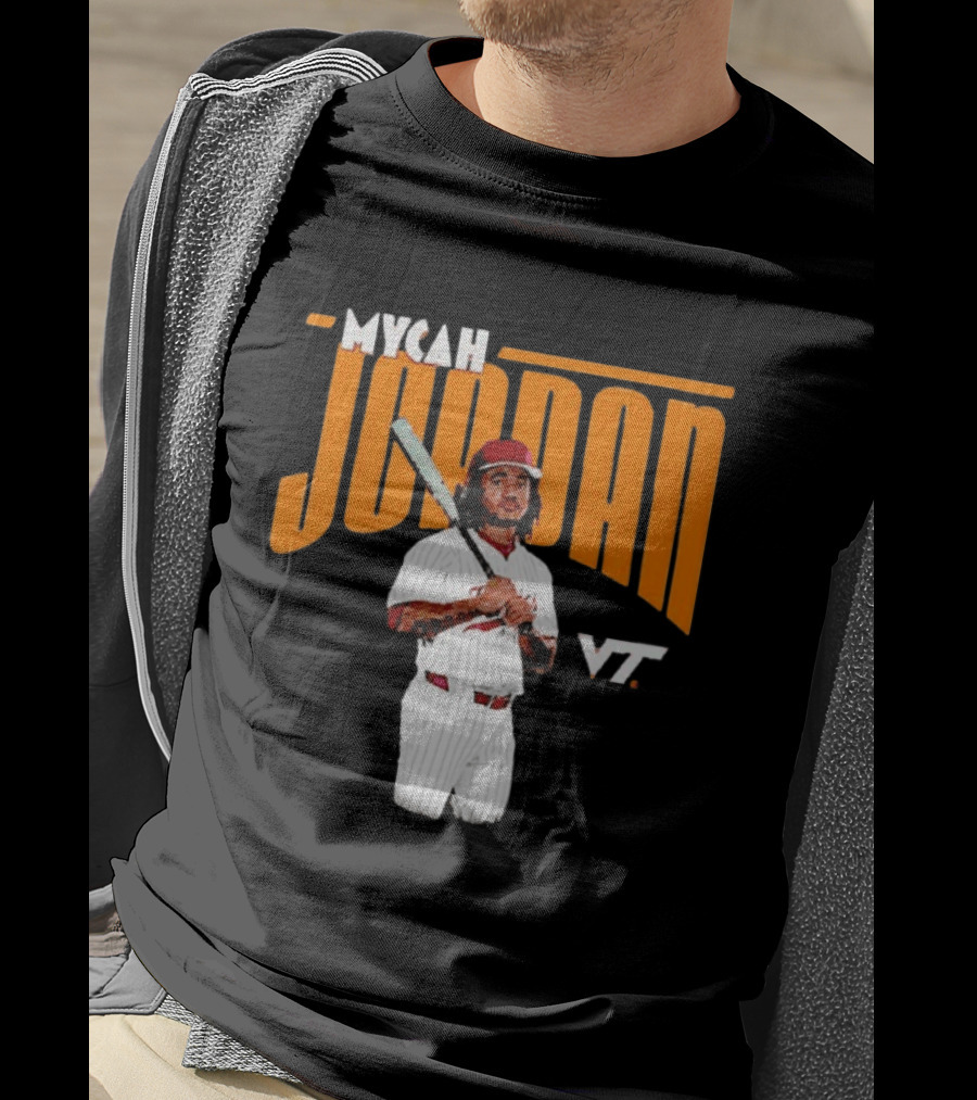 Mycah Jordan VT Baseball Virginia Tech Hokies Player T-Shirt