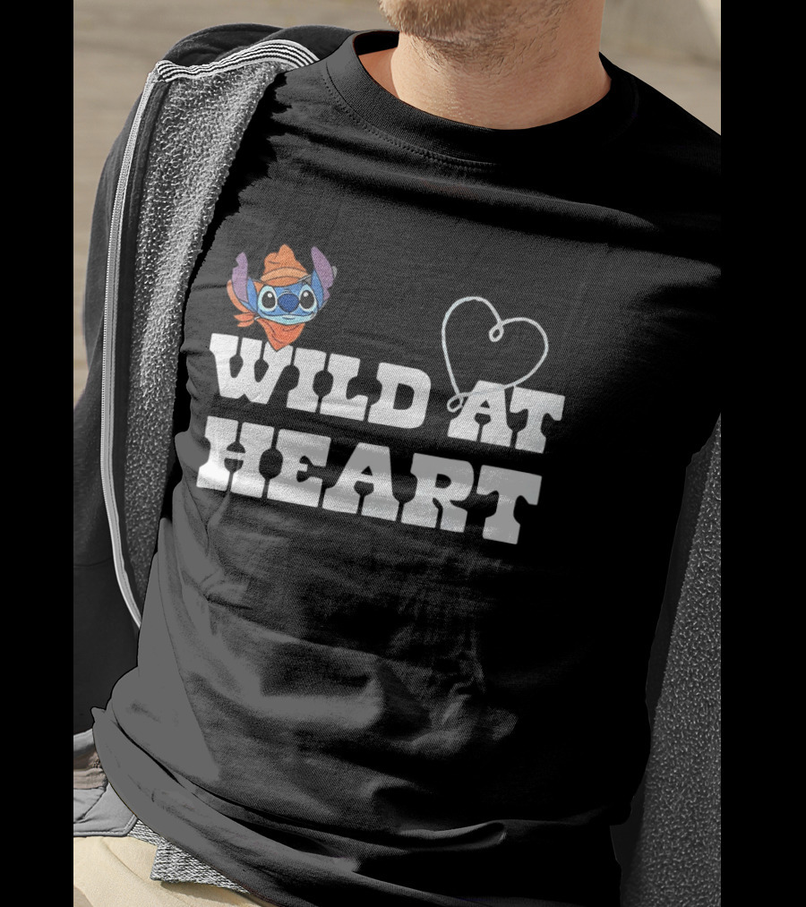 Stitch Wild At Heart With Love Icon And Fun Expression T-Shirt