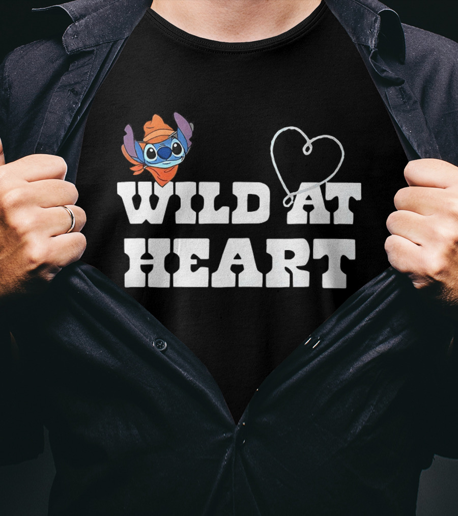 Stitch Wild At Heart With Love Icon And Fun Expression T-Shirt
