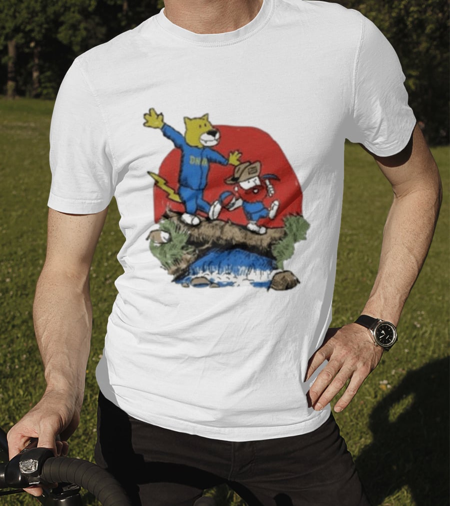 Dnvr Cartoon Friends Bear And Miner Crossing A Bridge T-Shirt