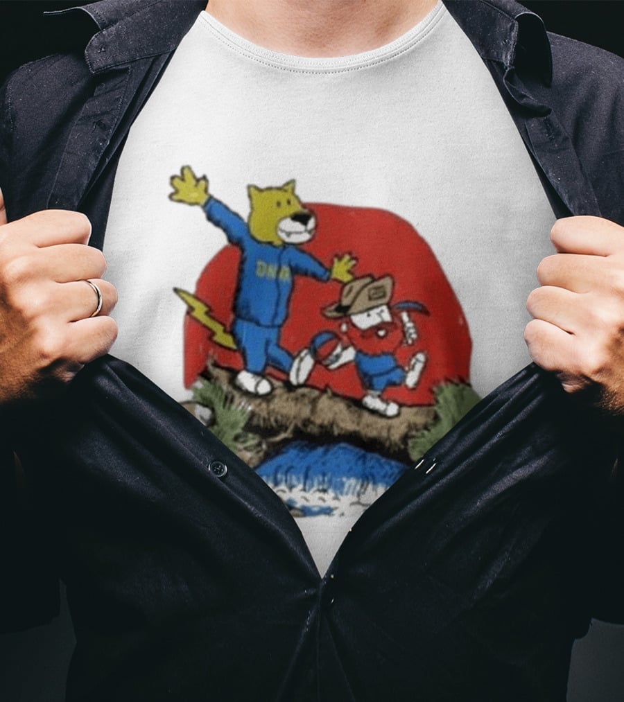 Dnvr Cartoon Friends Bear And Miner Crossing A Bridge T-Shirt