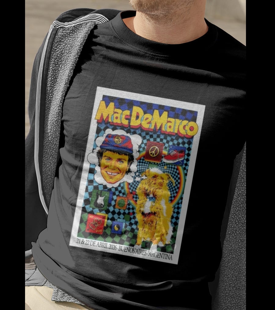 Mac DeMarco 21 22 De Abril 2026 Buenos Aires Argentina Checkerboard Dogg T-Shirt