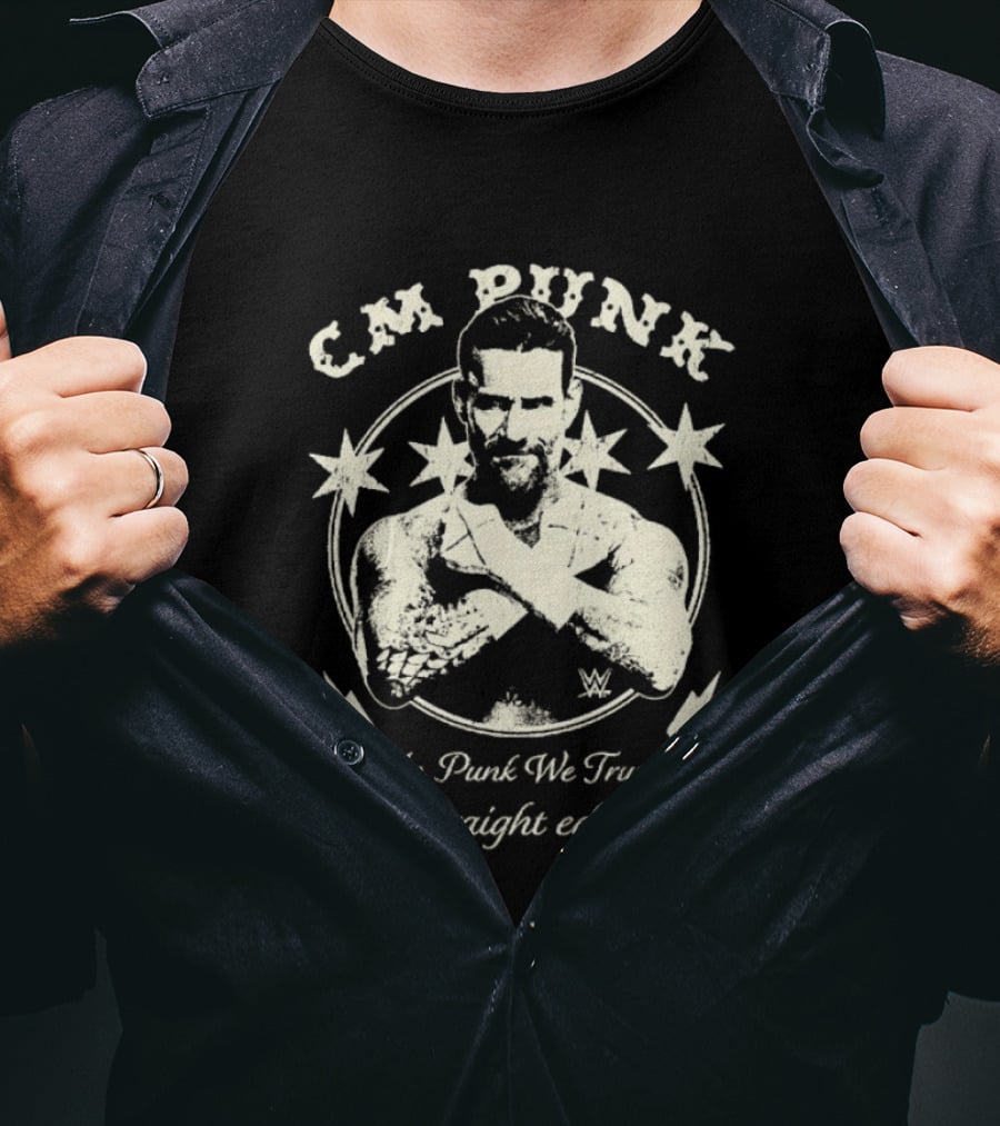 CM Punk In Punk We Trust Straight Edge Stars Lightning Wrestling T-Shirt