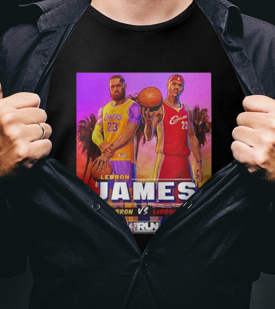 LeBron James Lakers Vs Cleveland The Run NBA Matchup T-Shirt