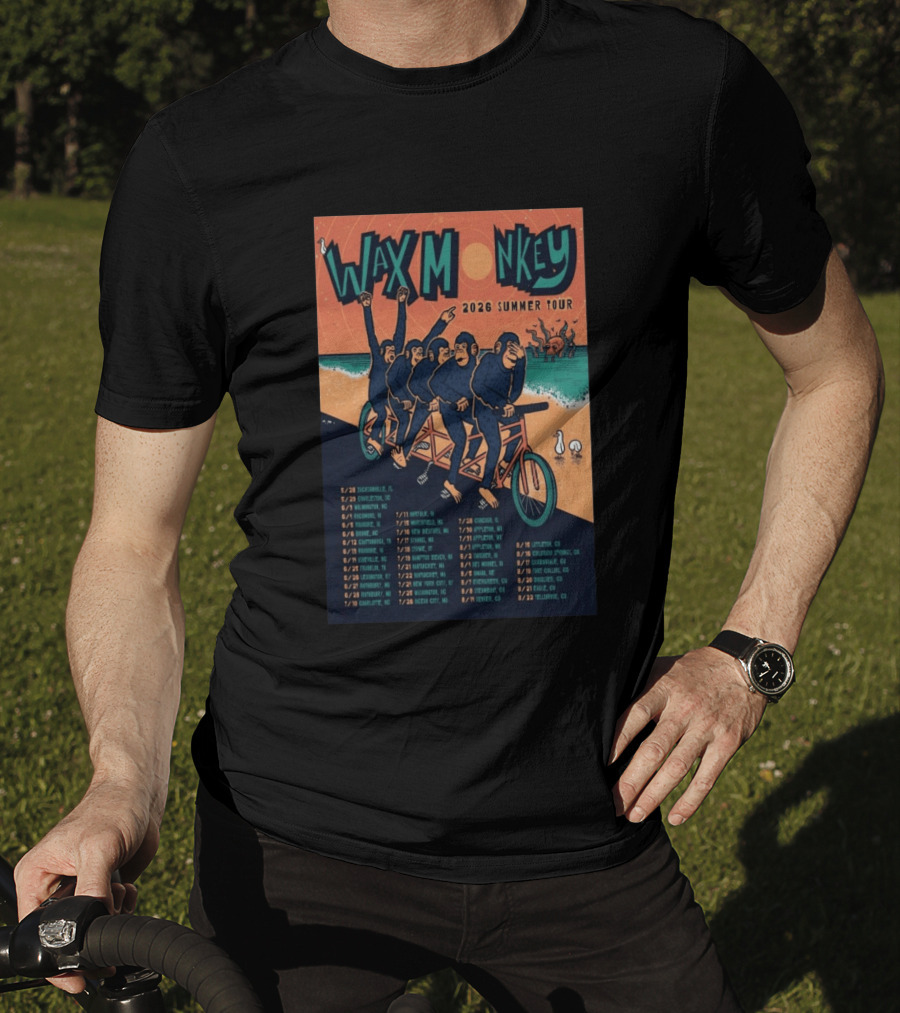 Wax Monkey 2026 Summer Tour Bicycle Monkeys Coastal Cities Concert Dates T-Shirt
