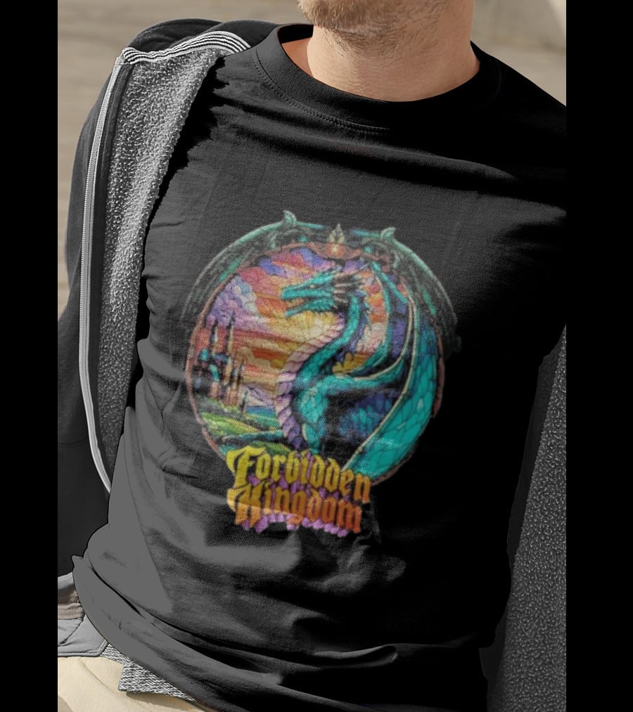 Forbidden Kingdom 2026 Divine Dragon Stained Glass Castle Fantasy T-Shirt