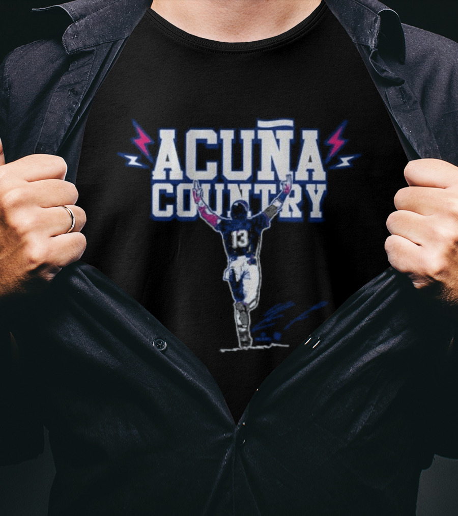 Acuña Country Baseball Celebration Graphic With Lightning Bolts T-Shirt