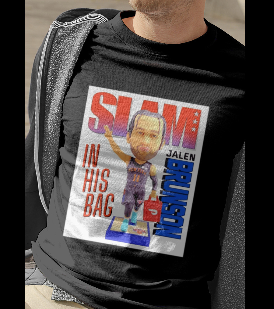 Slam Jalen Brunson New York Knicks In His Bag Big Bobblehead T-Shirt