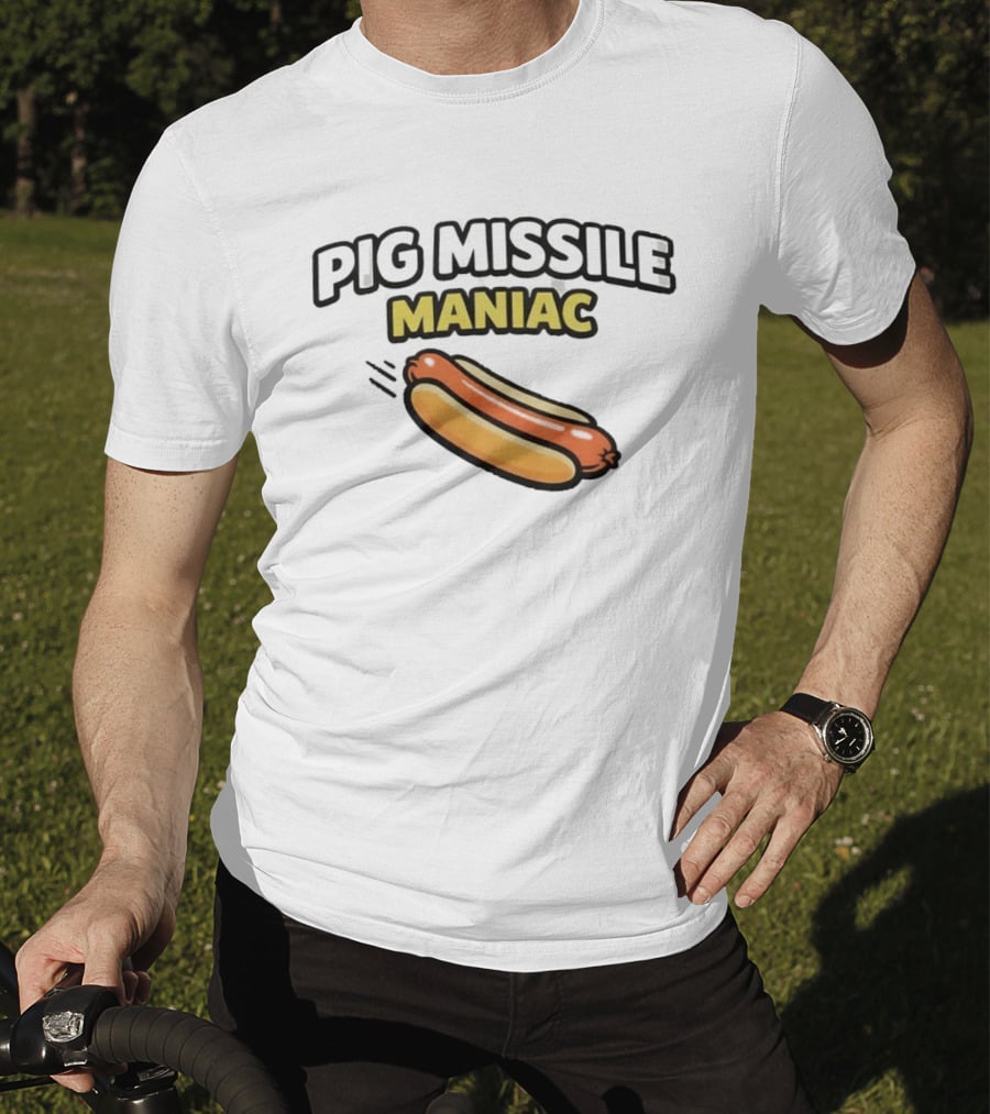 Pig Missile Maniac Hot Dog T-Shirt