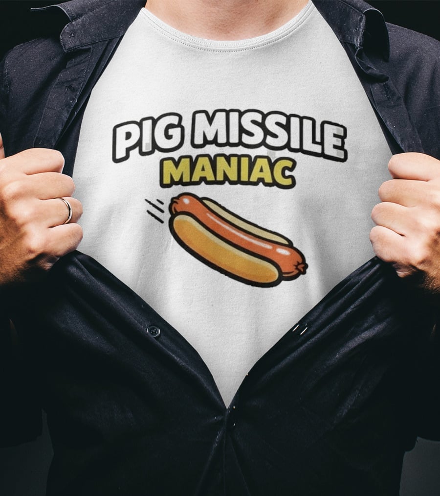 Pig Missile Maniac Hot Dog T-Shirt
