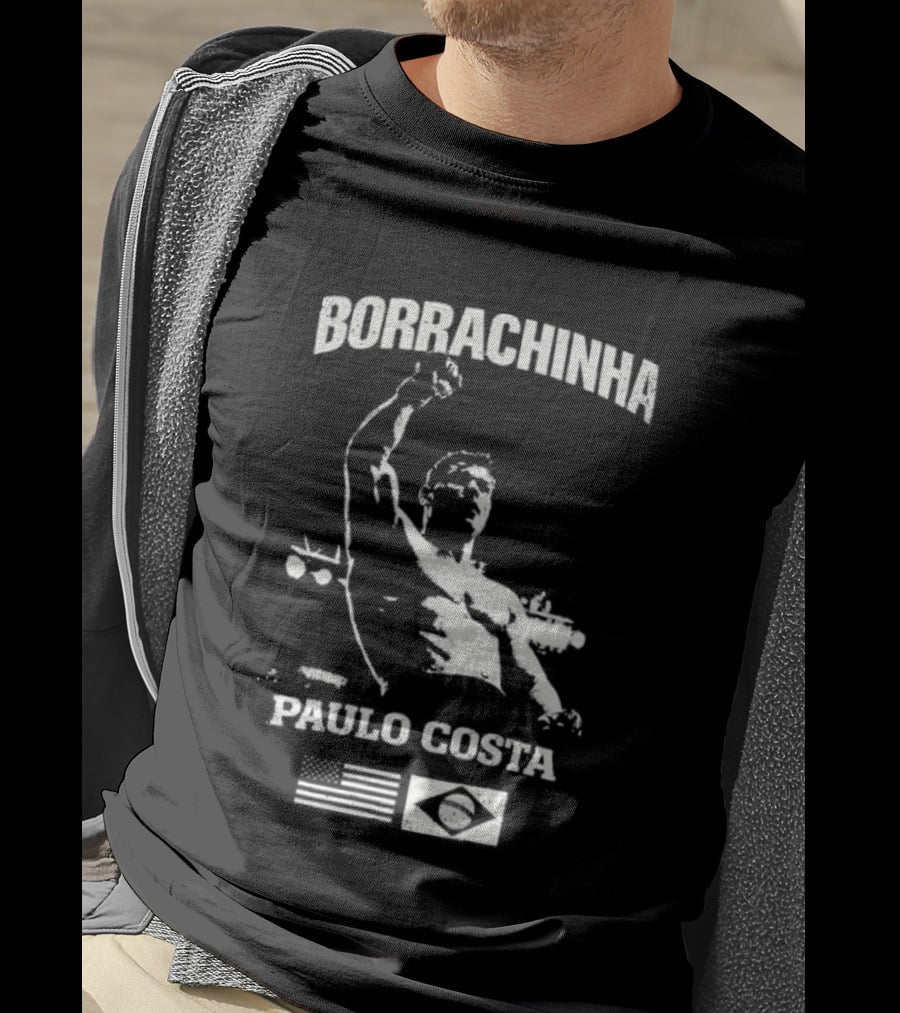 Borrachinha Paulo Costa Raised Arm MMA Fighter Brazil Flag T-Shirt