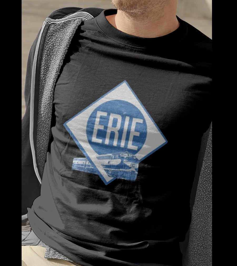 Erie Railway Train Vintage Blue T-Shirt