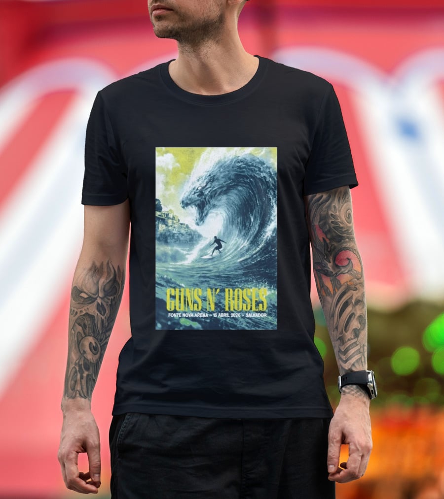 Guns N' Roses Concert April 15 2026 Fonte Nova Arena Salvador Surfer Wave T-Shirt