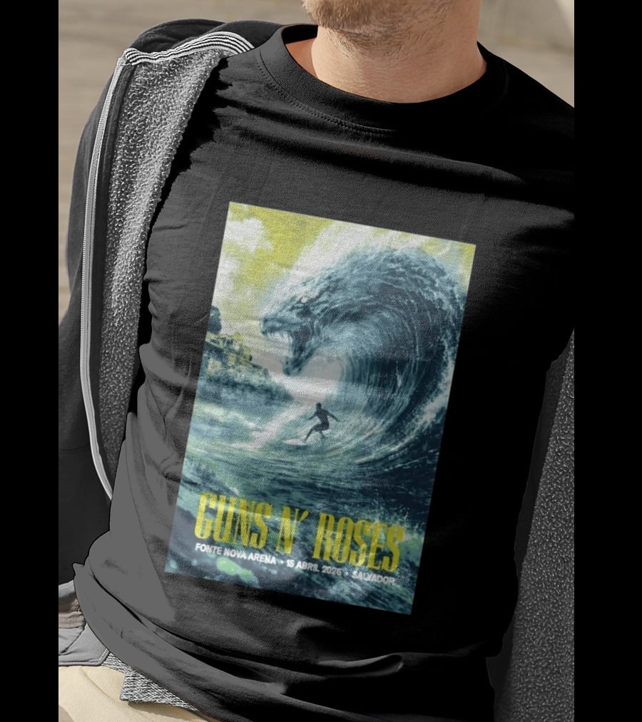 Guns N' Roses Concert April 15 2026 Fonte Nova Arena Salvador Surfer Wave T-Shirt