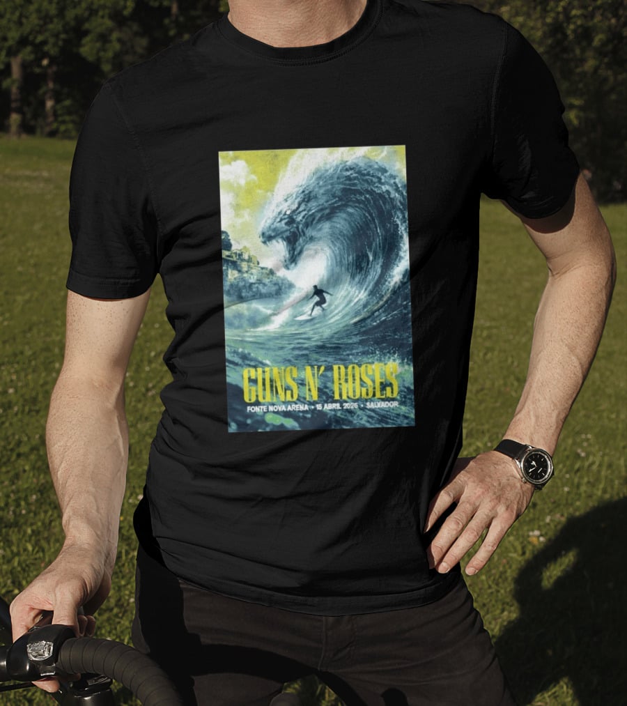 Guns N' Roses Concert April 15 2026 Fonte Nova Arena Salvador Surfer Wave T-Shirt