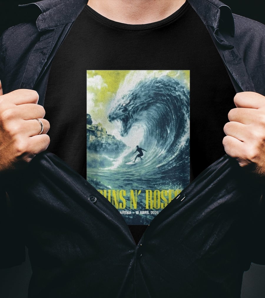 Guns N' Roses Concert April 15 2026 Fonte Nova Arena Salvador Surfer Wave T-Shirt