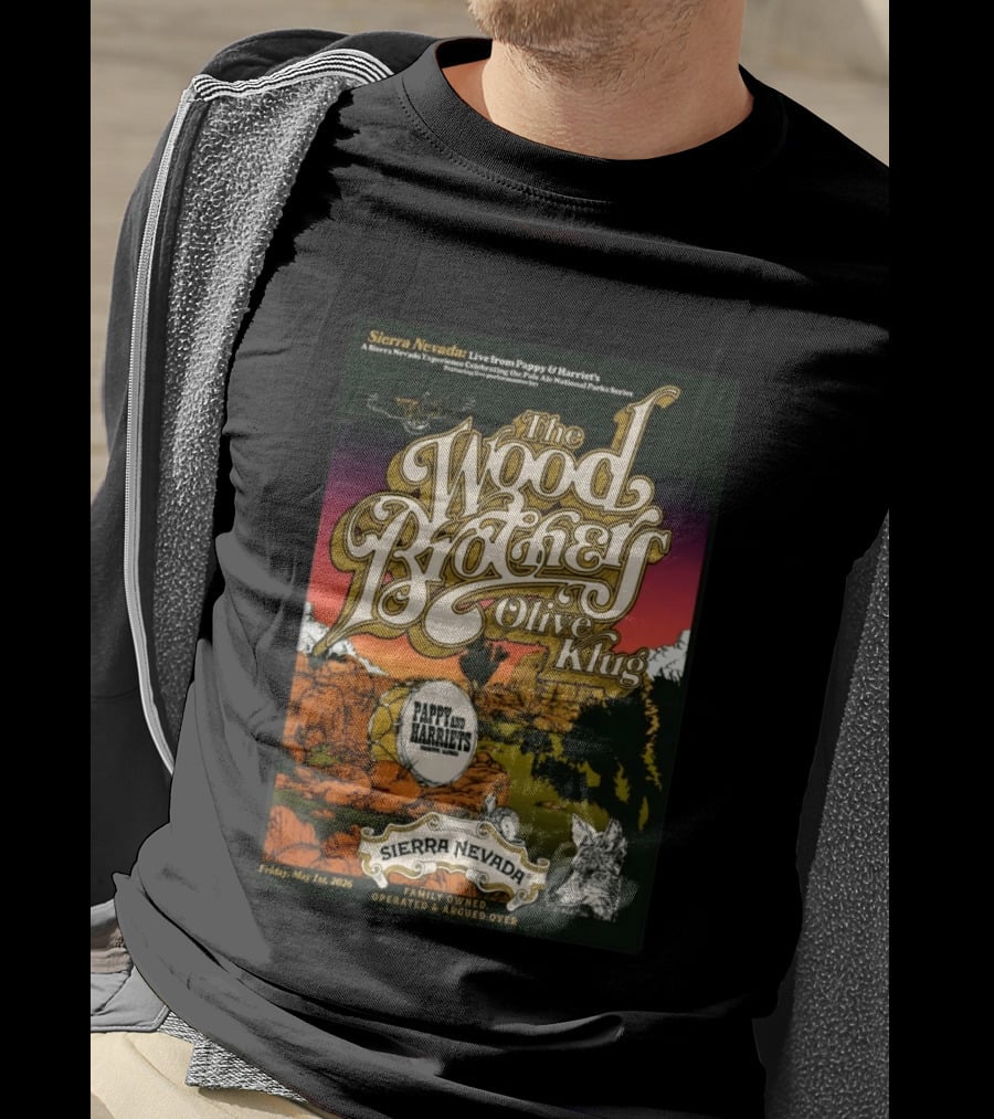 Sierra Nevada Presents The Wood Brothers Olive Klug Live May 1 2026 Pappy & Harriet's Pioneertown CA T-Shirt