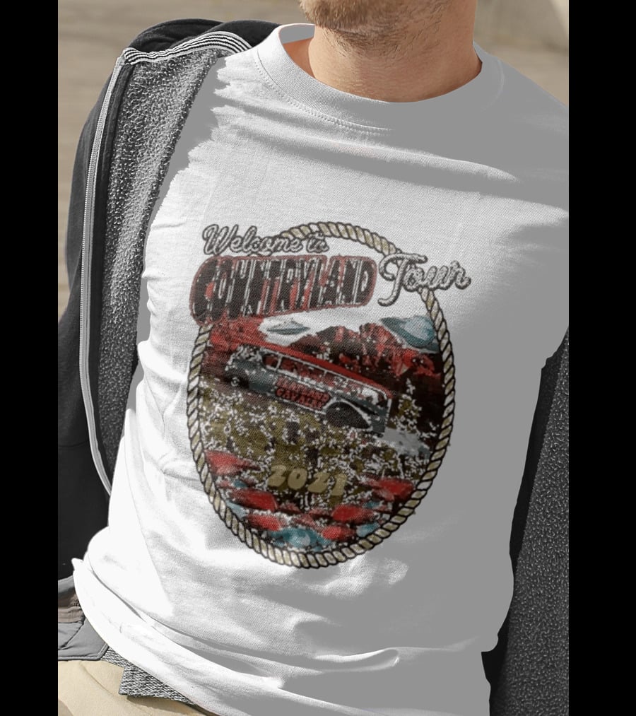 Welcome To Countryland Tour 2021 Flatland Cavalry Bus And Desert Scene T-Shirt