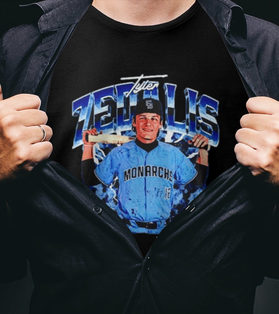 Tyler Zedalis Monarchs Baseball Player Blue Jersey T-Shirt