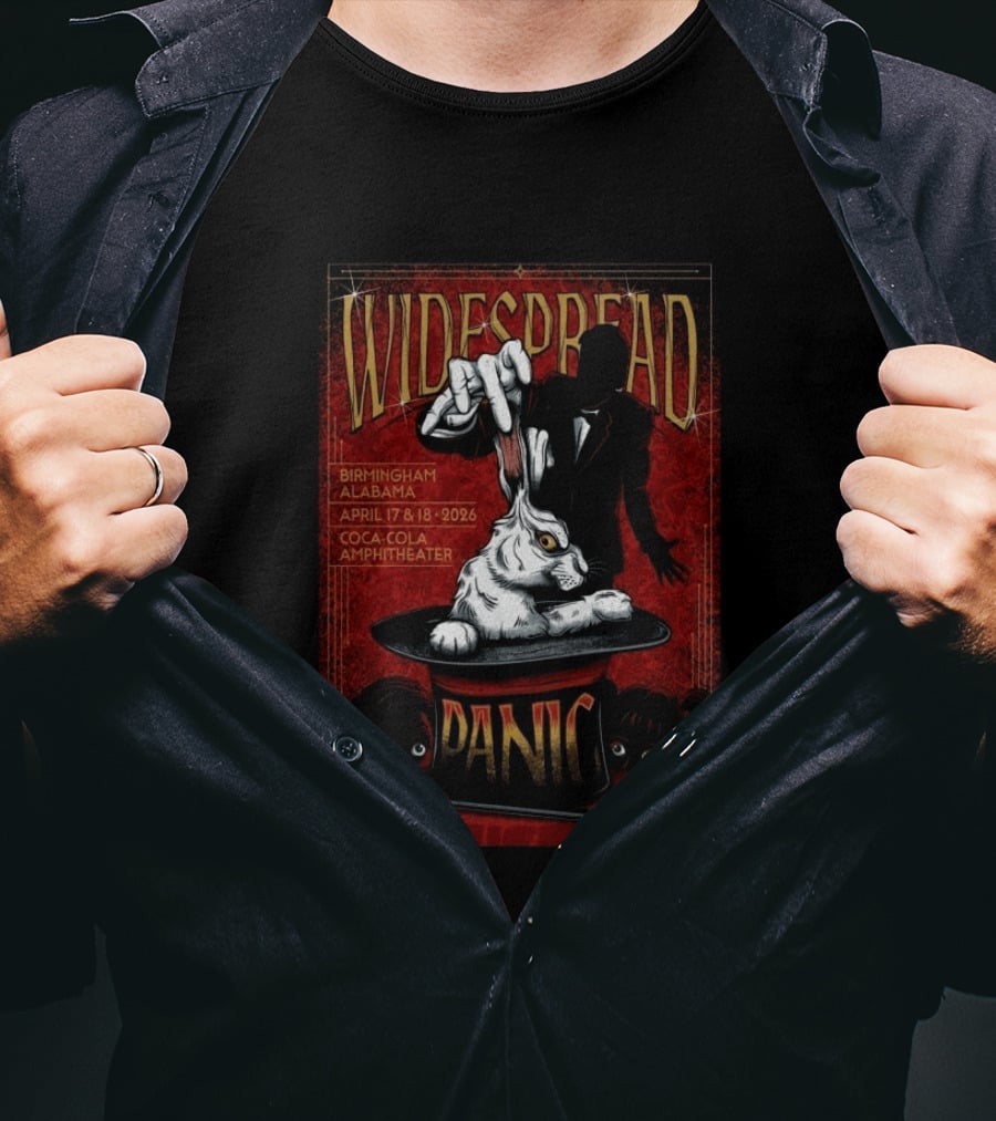 Widespread Panic Birmingham Alabama April 17 18 2026 Coca Cola Amphitheater Rabbit Outta The Hat T-Shirt