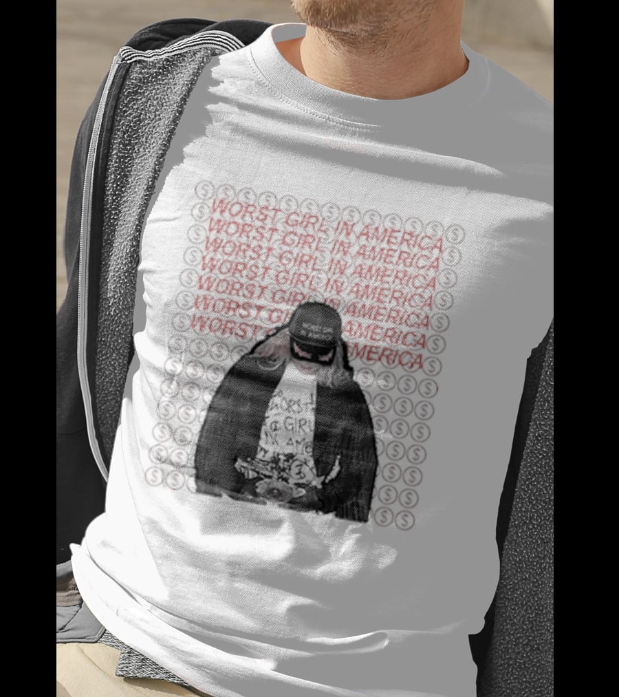 Slayyyter Worst Girl In America Black And White Goth Punk Style Red T-Shirt