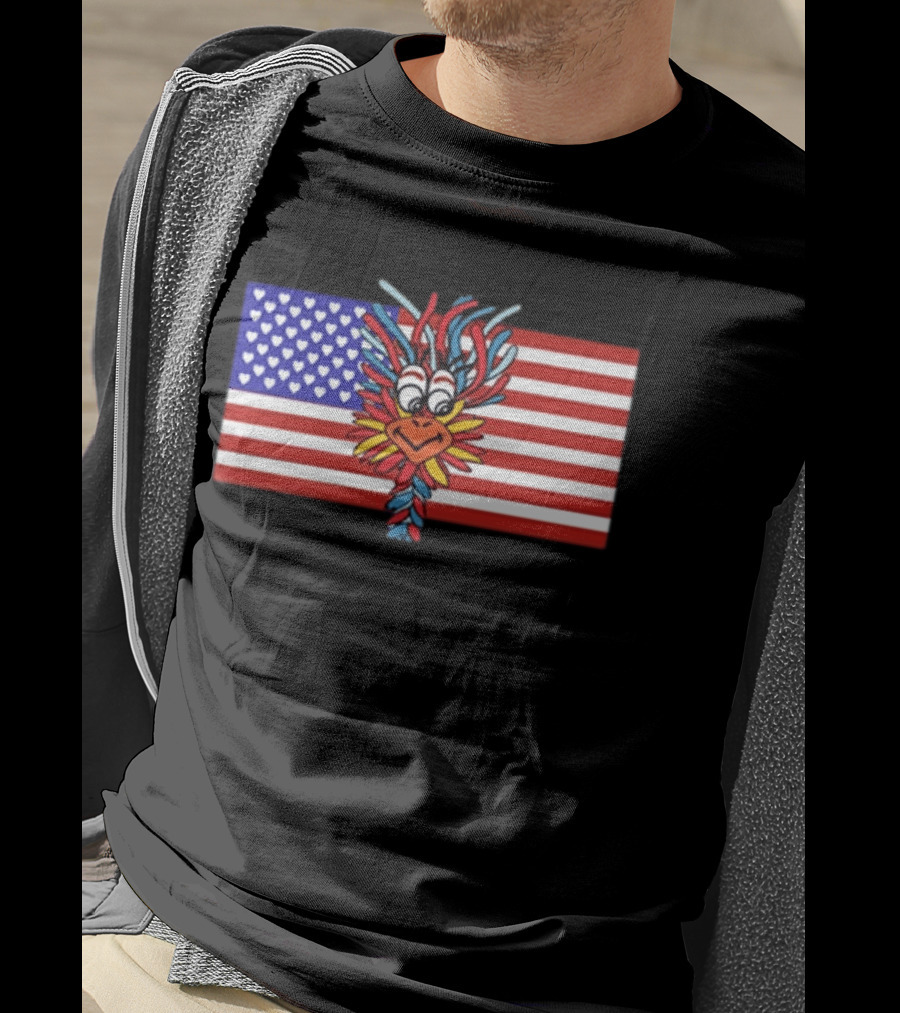 Patriotic Gooney Bird American Flag Hearts And Stripes T-Shirt