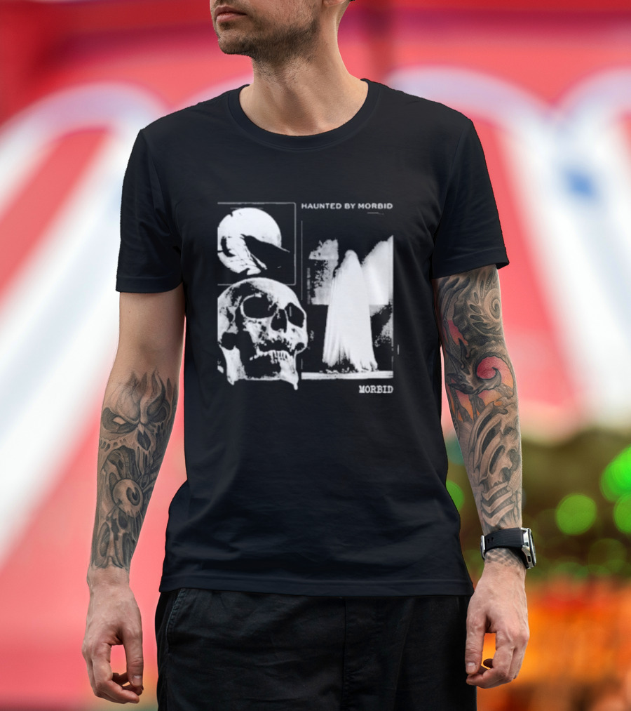 Haunted By Morbid Skull And Ghost Imagery Morbid Podcast T-Shirt