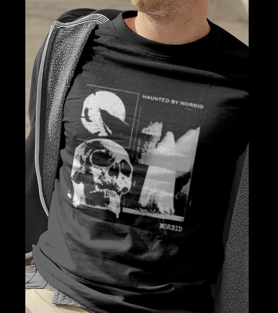 Haunted By Morbid Skull And Ghost Imagery Morbid Podcast T-Shirt