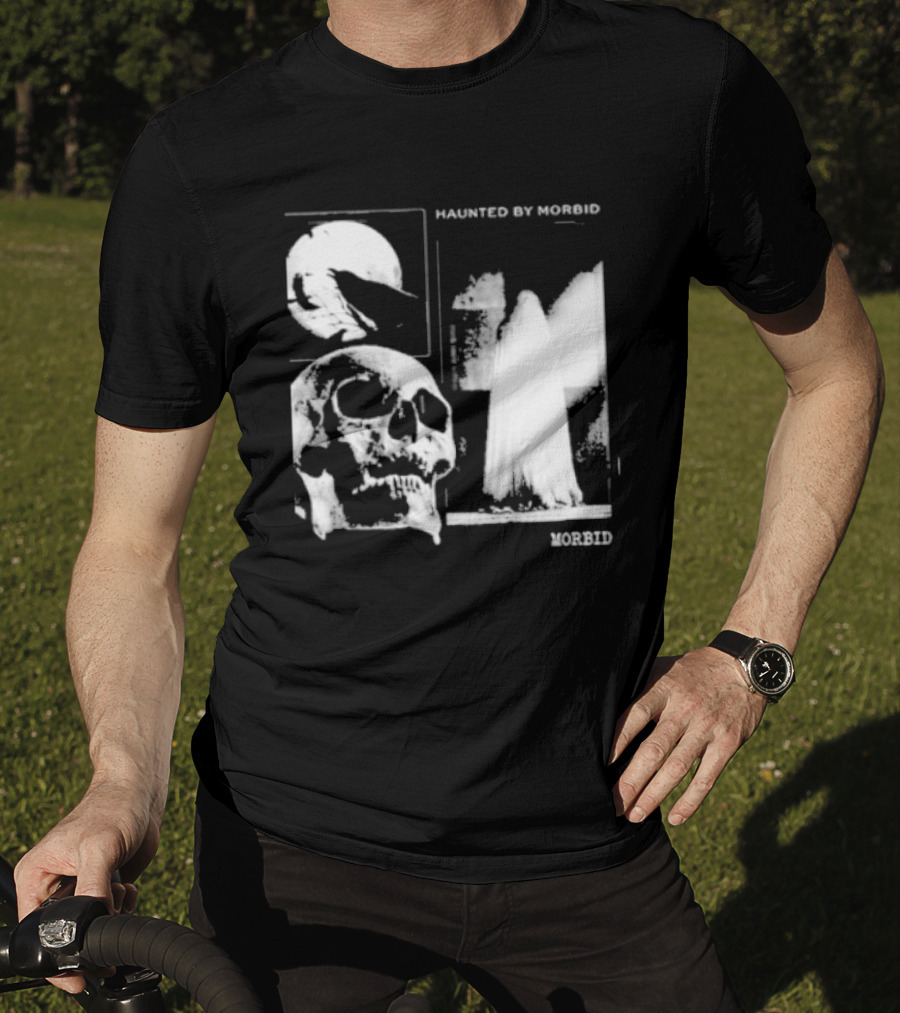 Haunted By Morbid Skull And Ghost Imagery Morbid Podcast T-Shirt