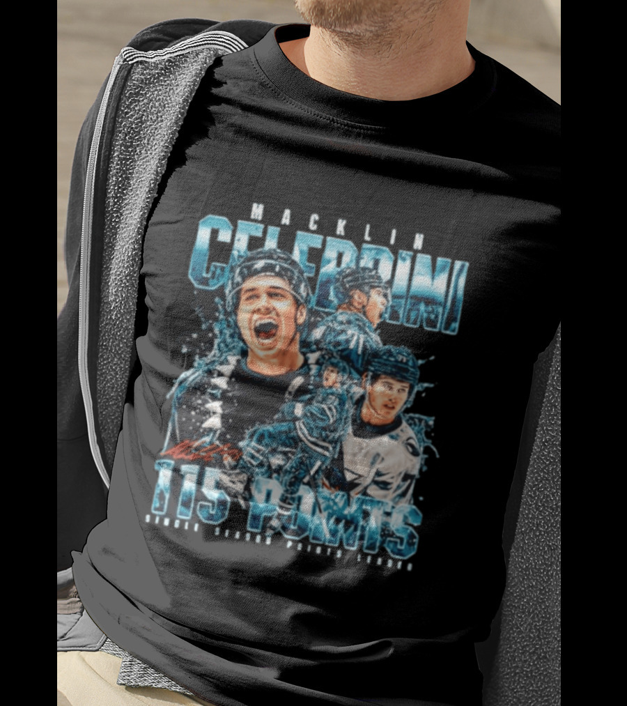 Macklin Celebrini 115 Points San Jose Sharks #71 Collage T-Shirt